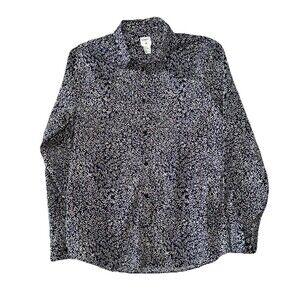 Morris & Co x HM Willow Bough Leaf Print Button Down Shirt Navy White XL NWT